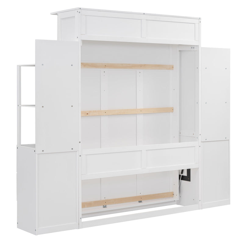 Murphy Wall Bed With LED Lights, Shelves And Drawers