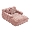 Chenille Interior Lazy Sofa Chaise Longue Armchair With 3 Pillows And Armrests