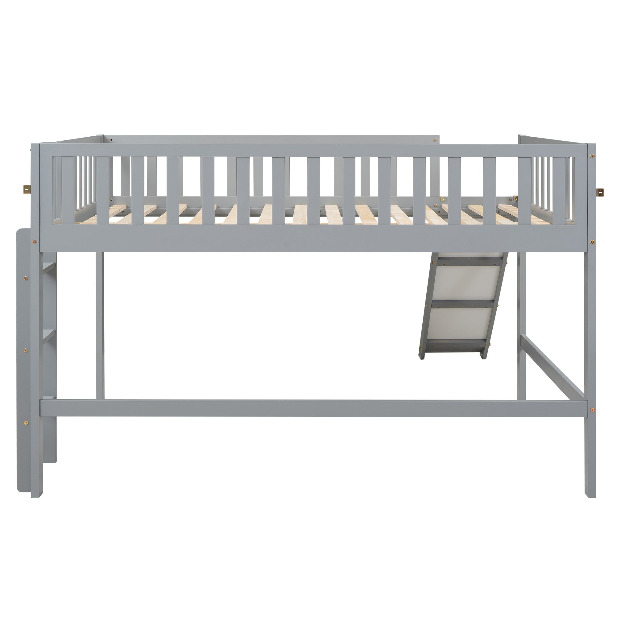 Full Size Low Loft Bed with Ladder and Slide,Gray - Atlantic Fine Furniture Melbourne FL