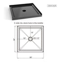 Shower Base, Anti Slip Center Drain Single Threshold - Black