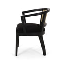 Elegant Dining Chair With Cane Web Backrests And Velvet Upholstery