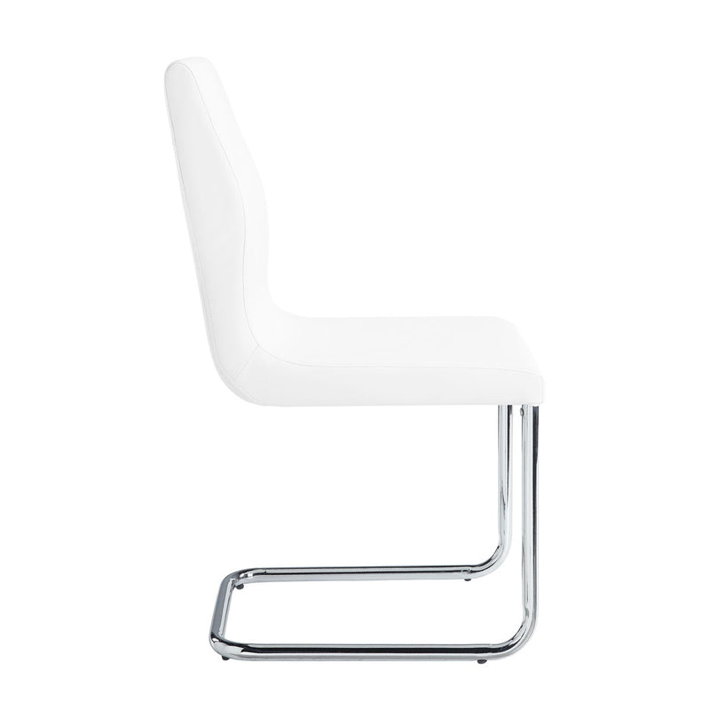 Palton - Side Chair (Set of 2) - White PU & Chrome Finish - Atlantic Fine Furniture Inc