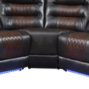 Manual Reclining Sectional Sofa Set, L Shaped Symmetrical Motion Sofa Corner Couch Sets With Storage Boxes, 4 Cup Holders And LED Light Strip For Living Room