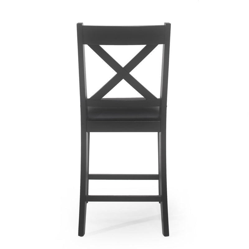 Farmhouse Style Counter Height Chair With Upholstered Seat