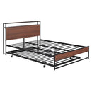 Platform Bed Frame With Trundle, USB Ports And Slat Support, No Box Spring Needed