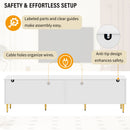 Retro TV Stand With 6 Metal Legs, 2 Cabinets, 4 Drawers And Anti-Tip Device