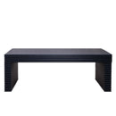 Modern Ribbed Coffee Table, Rectangular Low Profile Center Table For Living Room - Black