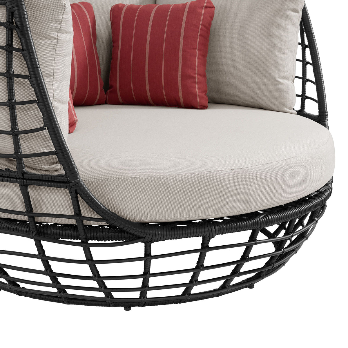 Playa Twin Egg Chair With 3 Pillows in Dark Gray / Beige by Elements International, view 7
