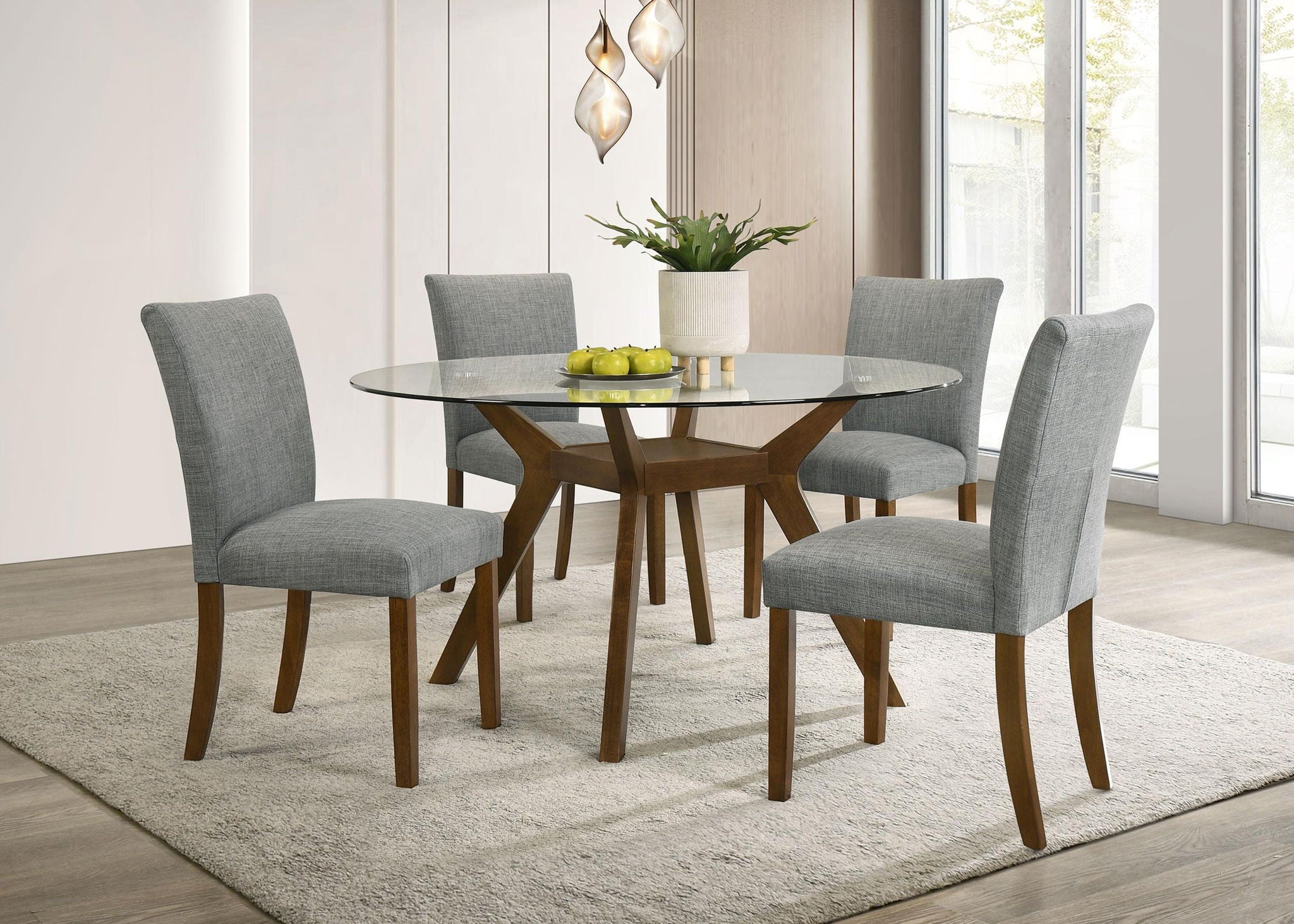 Paxton Round 48-inch Glass Top Wood Dining Table Brown - Atlantic Fine Furniture Melbourne FL