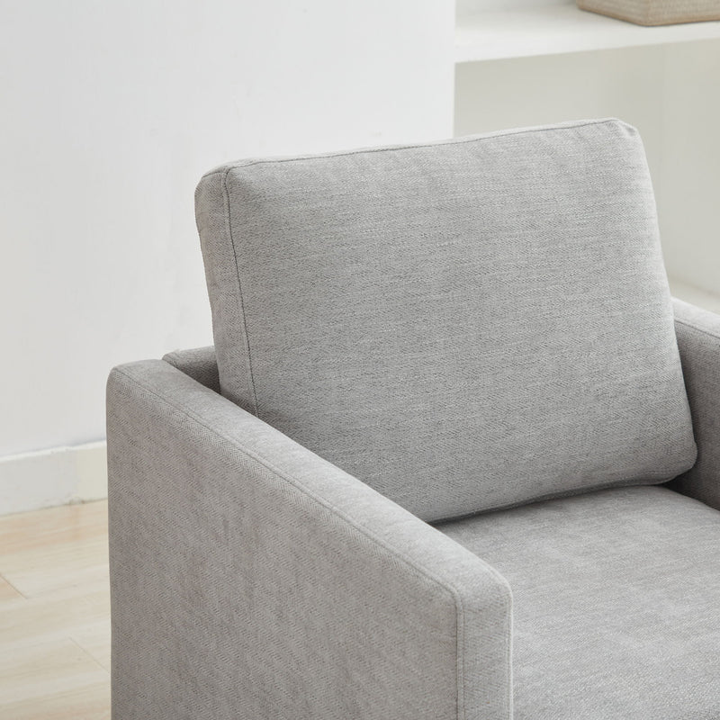 Modern Square Upholstered Swivel Accent Chair With Metal Base