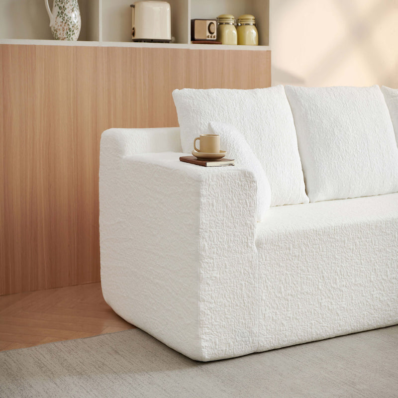 Cloud Sectional Couch With L Shape Chaise, Deep Seat - White