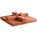 Convertible Floor Sofa Bed With Pillow Back Support Armrest