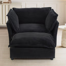 Modern Cozy Upholstered Armchair Sofa With Movable Ottoman