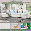 Modular Corduroy Sectional Sofa, Convertible L Shaped Couch Sofa with Storage,  5 Seat Sofa Couch for Living Room, Beige