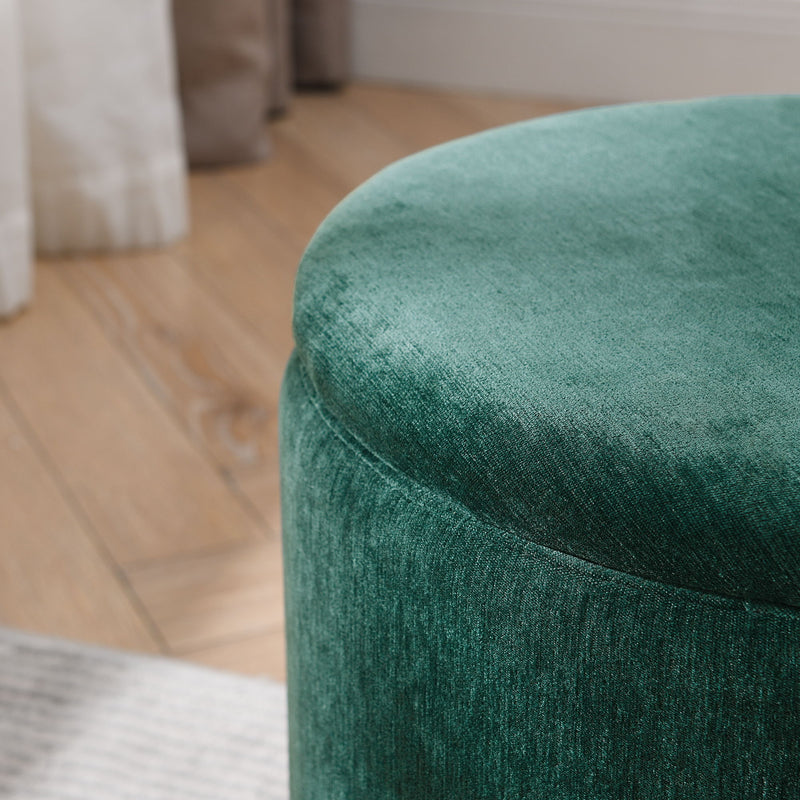 Classic 2 Piece Round Storage Ottoman Set With Drum Shaped Stool