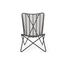 Outdoor Wicker Chair With Geometric Cross Base, (Set of 2) - Gray