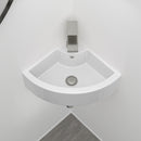 Triangle Porcelain Wall Mount Vessel Sink With Single Faucet Hole & Overflow - White