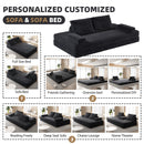 Multifunctional Convertible Sofa Bed With 2 Tumbler Backrests And 2 Pillows, Deep Seat Couch