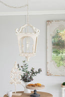 4 Light Wood Chandelier, Hanging Light Fixture With Adjustable Chain For Kitchen, Bulb Not Included - Cream White