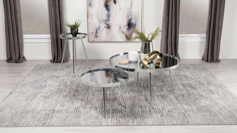 Kaelyn - 2 Piece Round Mirror Top Nesting Coffee Table