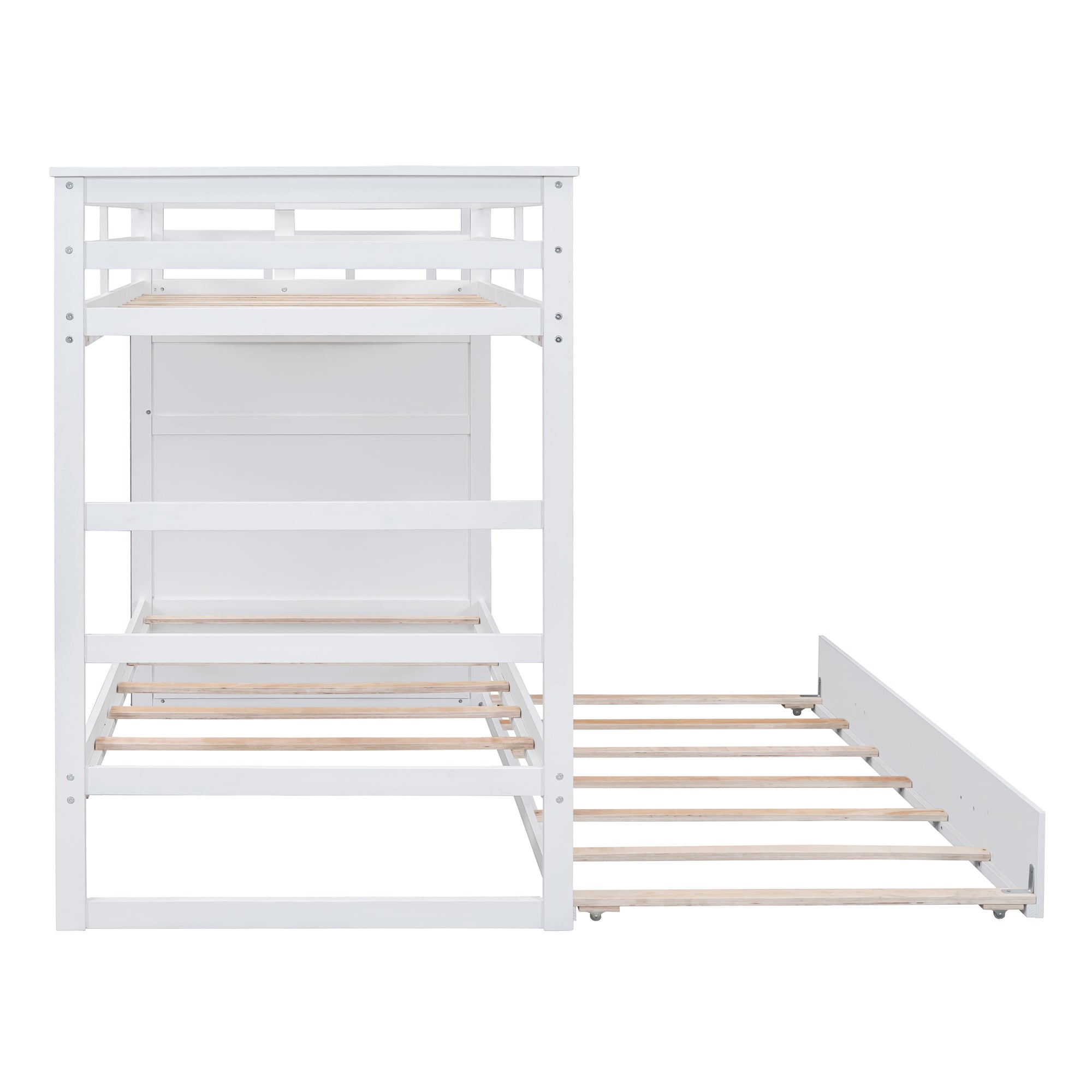 Twin Over Twin Bunk Bed with Trundle and Staircase,White(OLD SKU:LT000068AAK) - Atlantic Fine Furniture Melbourne FL