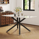 Luxurious Marble Patterned Dining Table With Metal Fork Legs