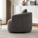 360° Swivel Barrel Sofa Chair With Throw Pillow, Chenille Upholstered Accent Chair
