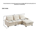 Modern Comfy Chenille L Shaped Sectional Sofa With Movable Ottoman