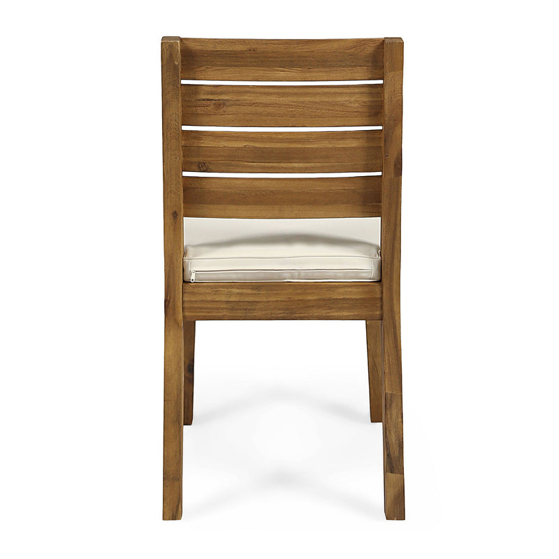 Outdoor Armless Dining Chair With Cushions (Set of 2) - Natural / Beige