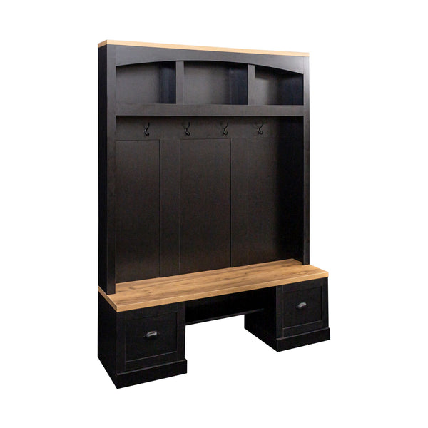 Farmhouse 4 In 1 Hall Tree With Wood Grain Bench And Top