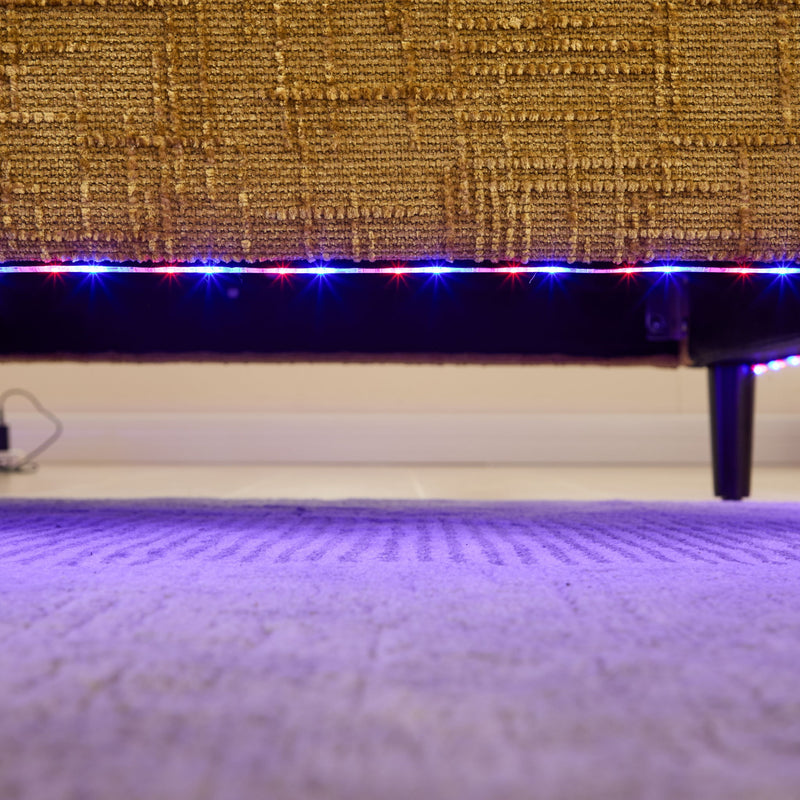 Chenille 2 Seater Sofa With LED Light, USB Charging Port, And Storage Bag
