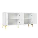 Modern 4 Door Sideboard With Creative Carved Surface And Adjustable Shelves