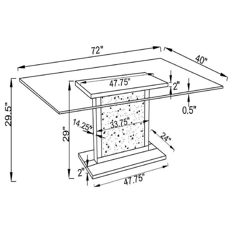 Marilyn - Rectangular Glass Top Dining Table - Silver