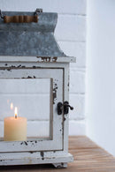 Wooden Candle Lantern Decorative, Hurricane Lantern Holder Decor For Indoor Outdoor, Home Garden Wedding - White