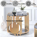 Tanquin - End Table - Gold & Black Glass - Atlantic Fine Furniture Inc