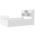 Captain Platform Bed Frame With Bookcase Headboard, 4 Drawers, Storage Shelves
