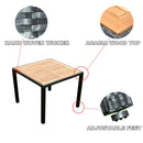 Outdoor Patio Wicker Dining Set With Acacia Wood Top