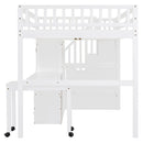 Loft Bed With Stairs, Bookshelf, Drawers, Desk & Wardrobe, Space Saving Multifunctional Furniture