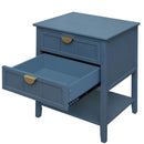 2 Drawer Side Table, American Style, End Table, Suitable For Bedroom, Living Room, Study