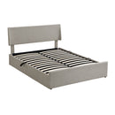 Queen Size Sleigh Bed with Side-Tilt Hydraulic Storage System, Linen Upholstery, Gray