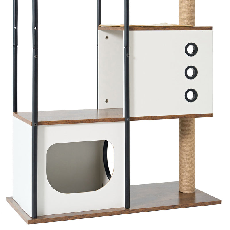 Cat Climbing Frame, Cat Tree, Modern Cat Tower, Multi-Level Cat Condo With 1 Caves, 2 Scratching Posts, Perch, For Indoor Cats - White / Vintage