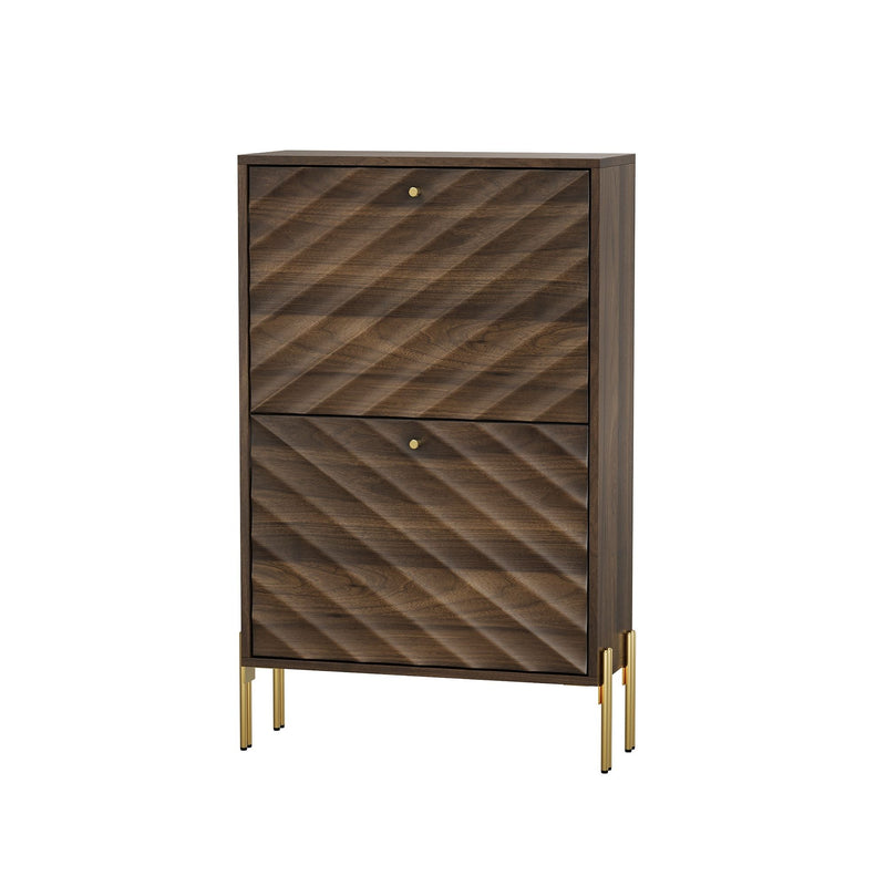 Shoe Cabinet, Freestanding Organizer For Entryway - Walnut