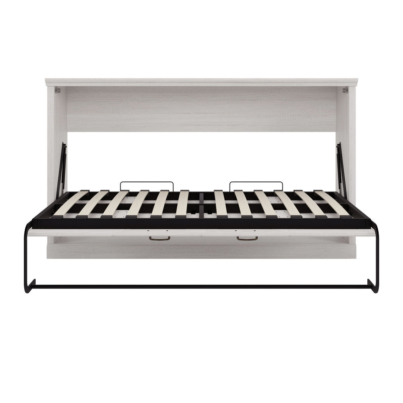 Twin Size Horizontal Murphy Bed, Hideaway Wall Bed, Folding Into Cabinet, Space Saving Furniture For Multipurpose Guest Room, Home Office - Rustic White