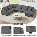 Oversized Sectional Sofa U - Shaped Sofa Couch Modern Sofa Upholstered In Soft Corduroy With A Chaise Lounge For Living Room