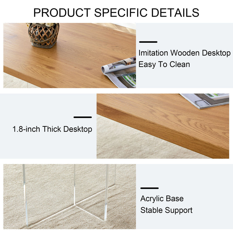 Modern Minimalist Wooden Table With Acrylic Legs