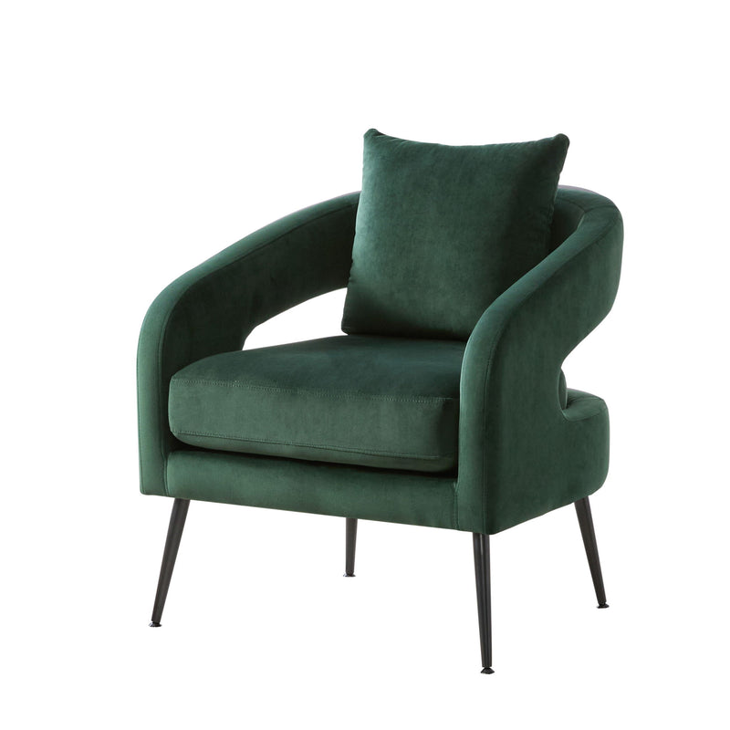 Open Back Accent Chair, Round Sofa Leisure Lounge - Green
