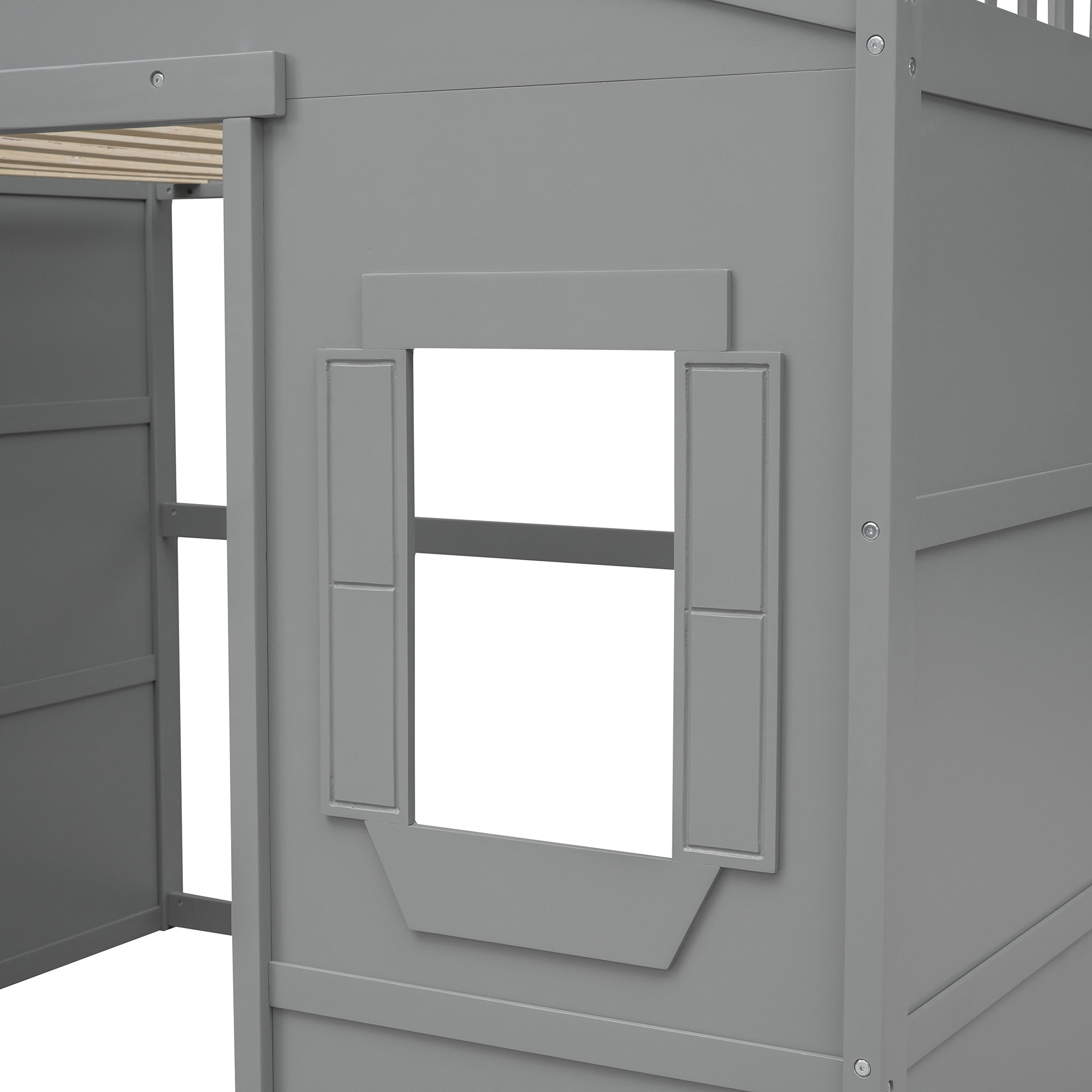 Full Size House Loft Bed With Ladder-Gray - Atlantic Fine Furniture Melbourne FL