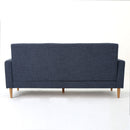 Mid Century Modern 3 Seater Sofa With Button Tufting - Dark Blue