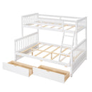Twin-Over-Full Bunk Bed with Ladders and Two Storage Drawers (White){old sku:LT000165AAK}