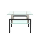 Modern Rectangular Coffee Table With Tempered Glass Top